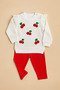 Baby Girl Ruffled Cherry Embroidered Snap-Shoulder Top and Bottom 2-Piece Set (9-12-18 Months) - 2