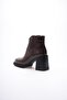Women's Leather Boots Crocodile Thick Heeled Zippered Brown Orvella - 4