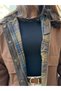 Brown Paneled Velvet Collared Jacket - 2