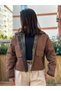 Brown Paneled Velvet Collared Jacket - 4