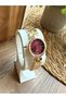 Vintage Round Gold Inside Burgundy Women's Wristwatch - 7