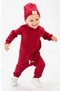 Turtleneck Throat Ribbed Cotton Beret 3-Piece Set Baby and Children's Clothing