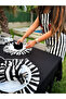 6-Piece Stripe Linen Fabric Frilly Napkin/Display - 2