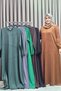 Women's Hijab Clothing Plus Size Green Dress - 7