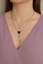 Steel Necklace with Butterfly and Clover Detail and Zircon Stone - 2