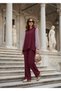 Merina Double Hijab Set – Burgundy with Striped Shirt Detail - 5
