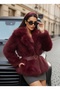Custom Design Coat with Stone Embroidered Belt and Fur Lining Imported from Abroad - 8