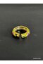Tarnish-Resistant Steel Gold Color Flower Patterned Enamel Adjustable Steel Ring - Gift Boxed - 6