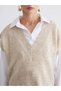 Lcwaikiki Classic Beige V-Neck Women's Knitwear Sweater - 2