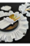 6-Piece Ivory Linen Frilly Cutlery Cover - 5