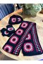 Black, Colorful Patterned Bohemian Scarf-Beret-Glove Set - 2
