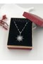 Steel Women's Necklace Stainless Silver Color Snowflake Stone 45 cm Antiallergic with Gift Box - 5