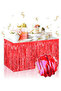 Table Skirt Metallic Red Shiny Tasseled 360 cm Length 70 cm Height - 3