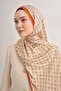 Monogram Patterned Imported Voile Shawl - Beige-Orange
