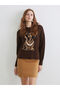 Dog Patterned Oversized Women's Knitwear Sweater