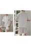 Couples Matching Pajamas Stripe Silk Short Sleeve Sleepwear Satin Soft Embroidery Cartoon Pa MG09 - 3