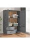 Wardrobe HAMAR Dark Grey 99x45x137 cm Solid Wood Pine - 6