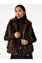 Sleeveless Zippered Pocket Crop Faux Fur Vest