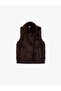 Sleeveless Zippered Pocket Crop Faux Fur Vest - 3