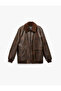 Long Sleeve Pocket Detail Slim Fit Zipper Plush Collar Winter Faux Leather Jacket - 3