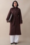 Bitter Brown Cashmere Coat with Epaulettes on the Collar and Flap Pocket