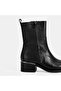 Women's black zippered leather heeled boots - 6