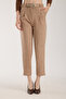 Suede Fabric Belted Pleated Women Pants - 4