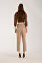 Suede Fabric Belted Pleated Women Pants - 6