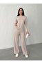 Women's Beige Modal Long Sleeve Soft Touch Sportswear Set - 2