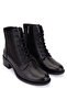 Women's Genuine Leather Black Heeled Boots - 2