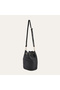Women's Black Drawstring Knitted Look Shoulder Bag - 2