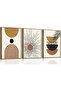 Boho Abstract Sun Framed Wall Art (30x40 cm) Set of 3 – Mid Century Decor