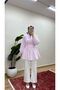 Women's Ribbed Linen Hijab Shirt Quwi̇q - Pink - 2