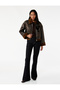Long Sleeve Pocket Zipper Plush Collar Faux Suede Crop Biker Jacket
