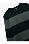 Long Sleeve Crew Neck Striped Sweater - 5