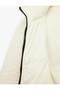 Hooded Long Sleeve Plush Detailed Printed Inflatable Coat - 7