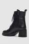 Arlea Genuine Leather Women's Boots with Laces and Side Zipper - Black - 3