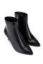 Women's Genuine Leather Black Leather Heeled Boots - 2