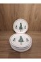 New Year Cake Plate 20 cm 6 Pieces Pine Tree / New Year / New Year's Eve Themed