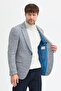 Fileno Men's Blue-Grey Thick Mono Collar Slim Fit Blazer Jacket - 5