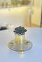 Round Bronze Glass Tray, Decorative Stand Tray with Gold Ball Feet, Jewelry Dish