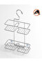 Tekno Tel Bk-067 Chrome Hanging 2-Tier Flat Shower Shelf |   Metal Shampoo Dispenser Shower Pipe Organizer - 2