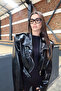 Marlene Women's Black Thick Shoulder Pad Piece Faux Leather Short Jacket with Waist Belt Der01 - 2