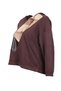Women's Relaxed Fit Hooded Knitted Sweatshirt with Plaid Plush and Leather Look Detail 20K321900132 T-Shirt 20K321900132 - 2