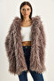 Women's Soft Lilac Double Button Detailed Hooded Lined Tibetan Coat 2765 60281119 - 2