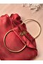 Burgundy Gold Metal Handle 3D Rose Motif Flower Handbag |   Wedding/Invitation Packages - 6