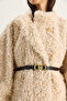 Women's Cream Belt Detailed Soft Textured Plush Poncho 2817 60281120 - 6