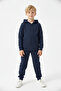 3 İplik Kışlık Ş Fleece-Lined Plain Unprinted Zippered K Hooded 4-Piece Boys' Tracksuit Set - 2