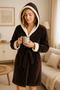Alegra Brown Hooded Winter Velvet Dressing Gown - 2
