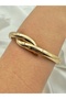 Gold Color Interlocking Past Form Metal Handcuff Bracelet - 7